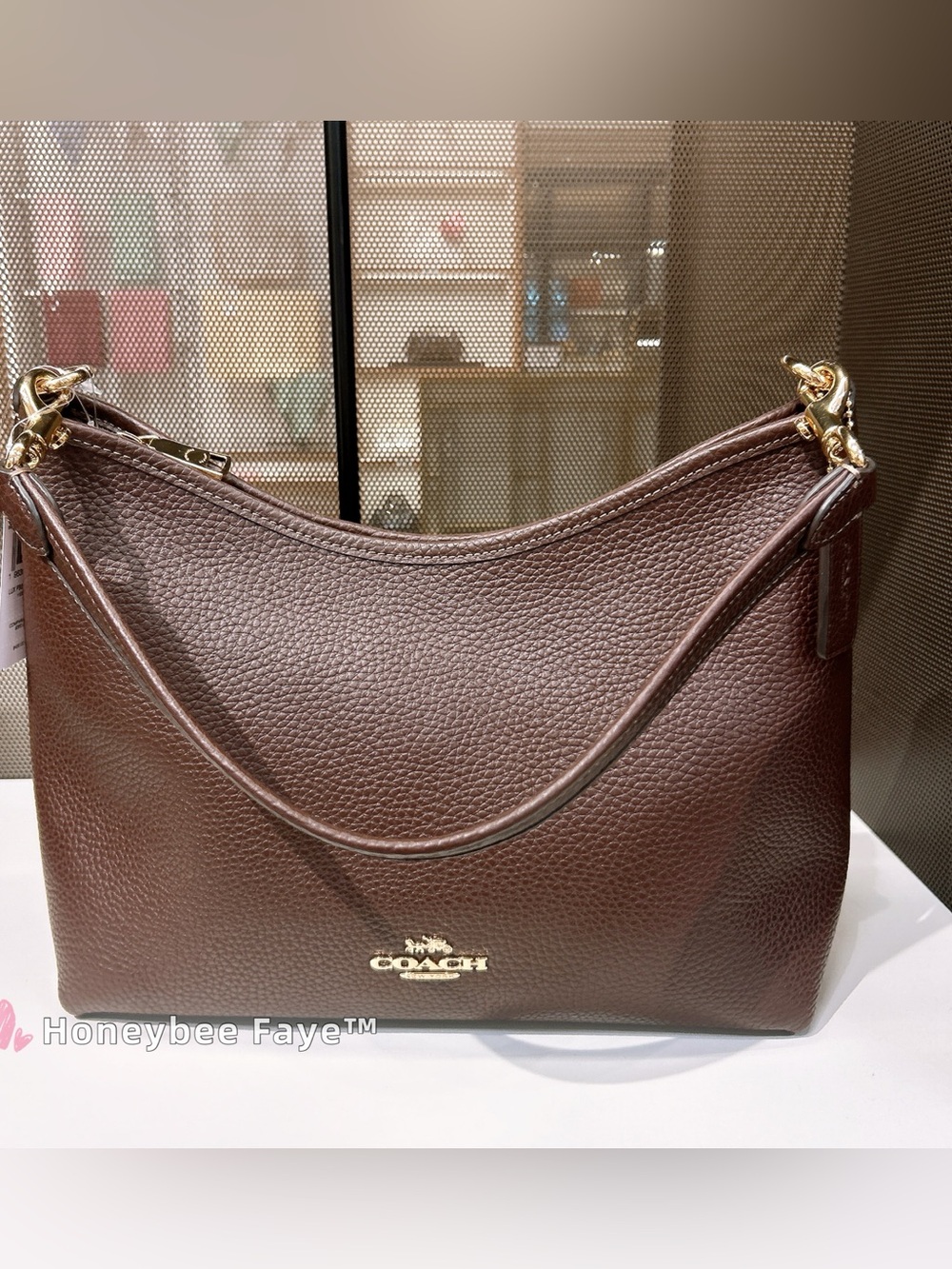 Coach laurel pebble Leather Shoulder Bag with cr148 gold/ maple